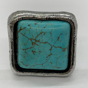 Adjustable Square Turquoise Antique Look Ring NEW